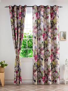 1pc Flower Pattern Blackout Curtain - Multicolor - View 6