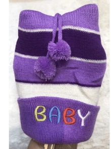 Touca infantil para o frio/ Touca de Frio de Gatinho / Touca infantil feminina - Roxo - Visão 3