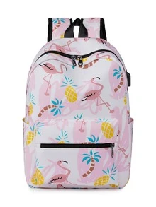 1 pieza Mochila con estampado de flamenco nailon - Rosa - Ver 1