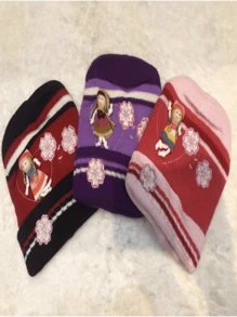 Touca infantil para o frio/ Touca de Frio de Gatinho / Touca infantil feminina - Roxo - Visão 5