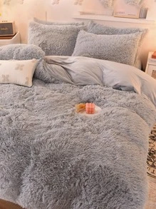 3入組/套素色簡約風被套套裝 - 淺灰色 - 查看 3