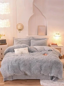 3入組/套素色簡約風被套套裝 - 淺灰色 - 查看 1