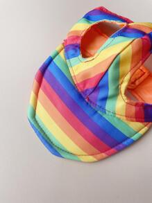 1入組彩虹條紋寵物棒球帽 - 彩色 - 查看 3