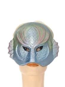 1pc Women Fish Scale Embossed Fashionable Costume Face Shield For Party - Blue - View 1