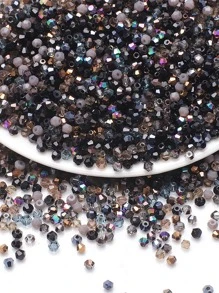 件裝休閒玻璃珠 DIY 女士珠寶配件，適合 DIY 珠寶製作 - 黑色 - 查看 3