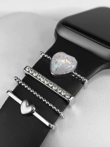 1 dây đeo đồng hồ silicon có khóa trang trí Apple Unisex, tương thích với Apple Watch Band 45mm 49mm 38mm 40mm 41mm 42mm 44mm, tương thích với Apple Watch Series Ultra/SE/8/7/6/5/4/3/2/1 (Không có dây đeo đồng hồ) - Bạc - Xem 2