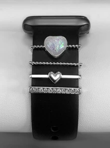 1 dây đeo đồng hồ silicon có khóa trang trí Apple Unisex, tương thích với Apple Watch Band 45mm 49mm 38mm 40mm 41mm 42mm 44mm, tương thích với Apple Watch Series Ultra/SE/8/7/6/5/4/3/2/1 (Không có dây đeo đồng hồ) - Bạc - Xem 3