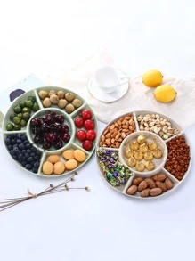 1pc Apricot-Colored Wheat Straw Dry Fruit Tray, Creative Watermelon & Seeds & Snacks Storage Plate - Apricot - View 2