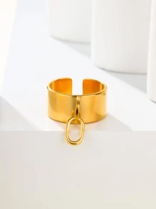 1 vòng thép không gỉ thời trang hình bầu dục quyến rũ cho phụ nữ để trang trí hàng ngày - Vàng - Xem 2