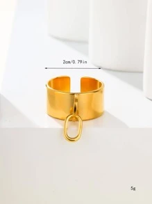 1 vòng thép không gỉ thời trang hình bầu dục quyến rũ cho phụ nữ để trang trí hàng ngày - Vàng - Xem 3