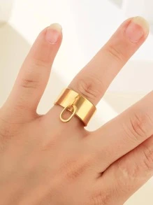 1 vòng thép không gỉ thời trang hình bầu dục quyến rũ cho phụ nữ để trang trí hàng ngày - Vàng - Xem 4