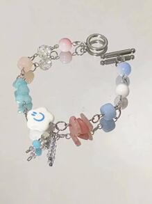 1入組可愛風格雲朵和星形扣環手鏈,合適作為A節日禮物適用於女士們 - 彩色 - 查看 2