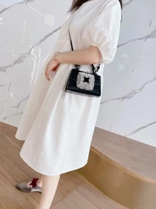 Lightweight, Portable Casual, Fashion Crocodile Embossed Rhinestone Decor Satchel Bag For Girls, Women, College Students, Rookies & White-collar Workers For Autumn & Winter, Warm Winter, For Fall, Winter Essential, For Work, Office, Commute, College - Multicolor - View 5