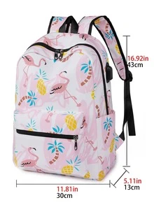 1 pieza Mochila con estampado de flamenco nailon - Rosa - Ver 6
