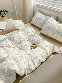 4入組卡通熊圖案床上用品