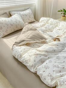 4入組卡通熊圖案床上用品