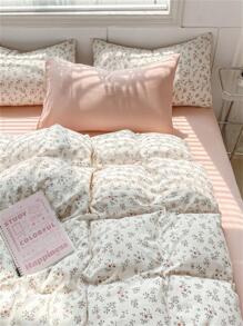 4pcs Floral Pattern Duvet Cover Set - Multicolor - View 9