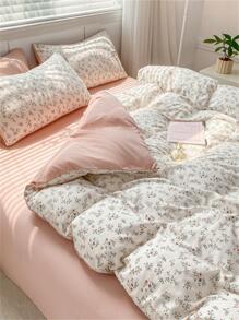 4pcs Floral Pattern Duvet Cover Set - Multicolor - View 4