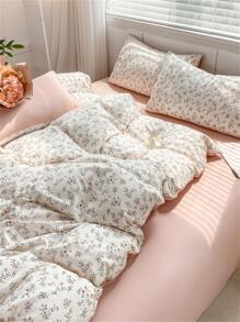 4pcs Floral Pattern Duvet Cover Set - Multicolor - View 7