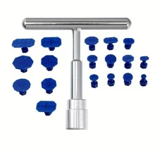 1入組汽車凹痕修復拉拔器，汽車修復工具套件，帶18入組塑料膠片金屬T型手柄凹痕去除器 - 藍色 - 查看 5