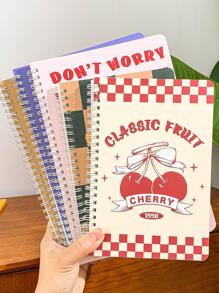MOKA 1pc Cherry Print Spiral Notebook - Multicolor - View 7