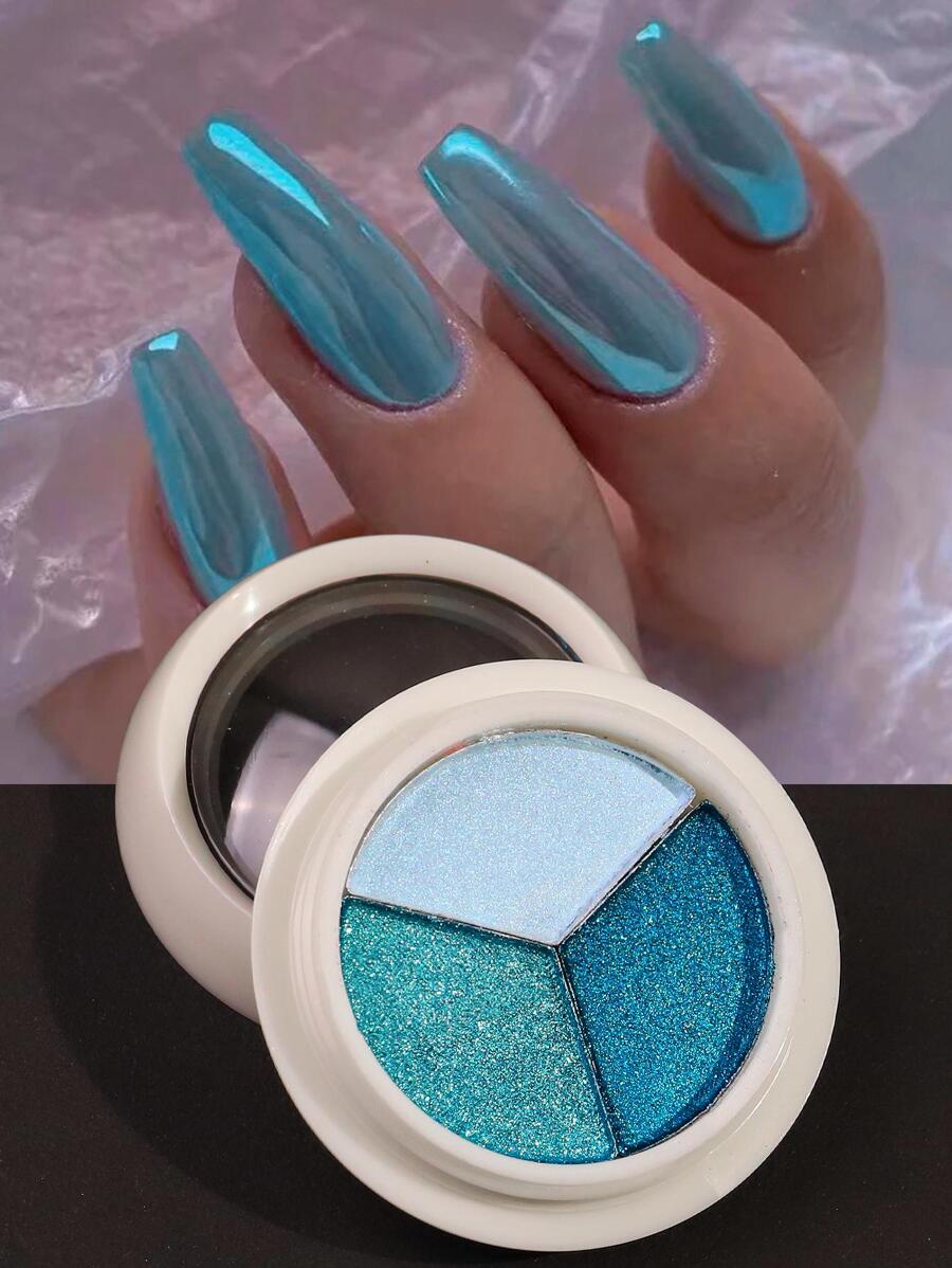 1入純色魔鏡效果指甲裝飾粉,內附指甲掃 - 彩色 - 查看 1