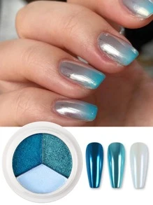 1入純色魔鏡效果指甲裝飾粉,內附指甲掃 - 彩色 - 查看 2