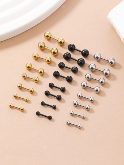 12對/套球裝飾耳釘