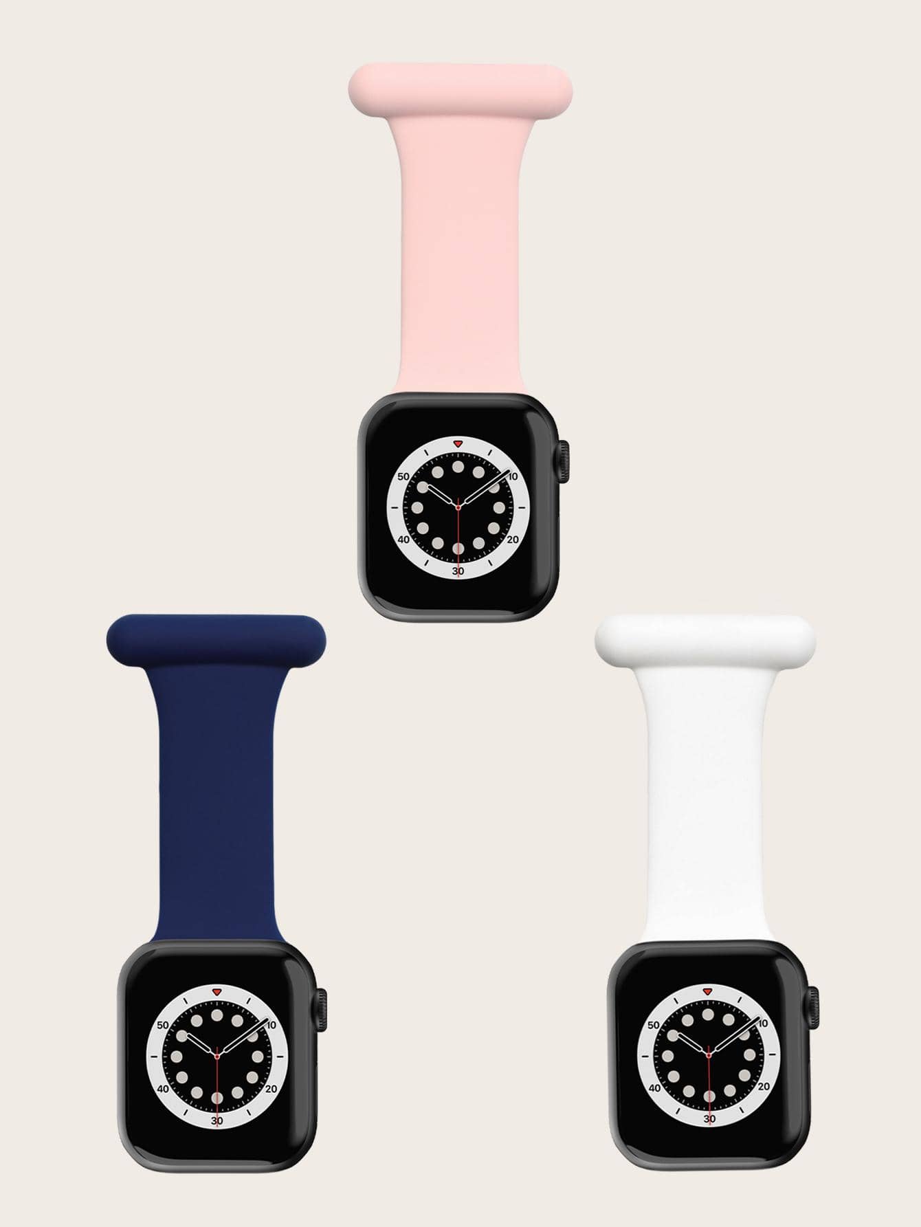 3pcs Solid Silicone Watchband Compatible With Apple Watch - Multicolor - View 1