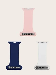 3pcs Solid Silicone Watchband Compatible With Apple Watch - Multicolor - View 2