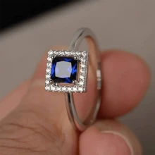 Blue Cubic Zirconia Decorated Ring - Blue - View 2