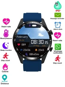 Reloj inteligente azul de silicona con tira monitoreo de frecuencia cardíaca - Azul Marino - Ver 4