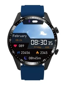 Reloj inteligente azul de silicona con tira monitoreo de frecuencia cardíaca - Azul Marino - Ver 2