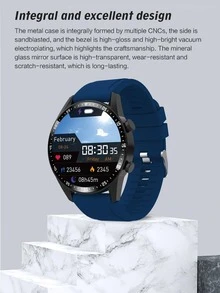 Reloj inteligente azul de silicona con tira monitoreo de frecuencia cardíaca - Azul Marino - Ver 5