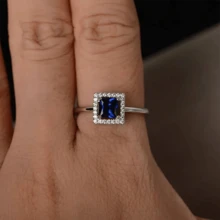 Blue Cubic Zirconia Decorated Ring - Blue - View 3