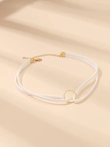 Conjunto De 5 Peças Gargantilha De Decoração Falsa De Pérola - Branco - Visão 2