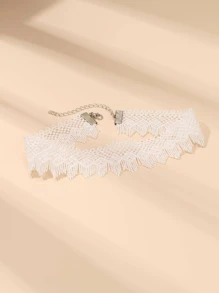 Conjunto De 5 Peças Gargantilha De Decoração Falsa De Pérola - Branco - Visão 5