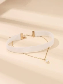 Conjunto De 5 Peças Gargantilha De Decoração Falsa De Pérola - Branco - Visão 7