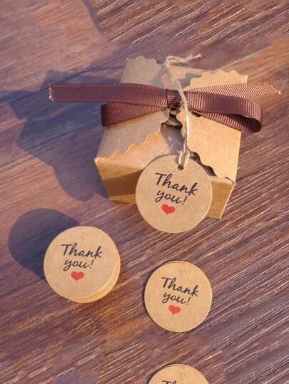 50pcs Gift Tags With Slogans & Heart Patterns Including Jute Rope,