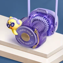 1入組卡通圖案便攜領懸掛扇 - 紫色 - 查看 4