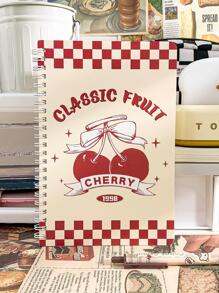 MOKA 1pc Cherry Print Spiral Notebook - Multicolor - View 1