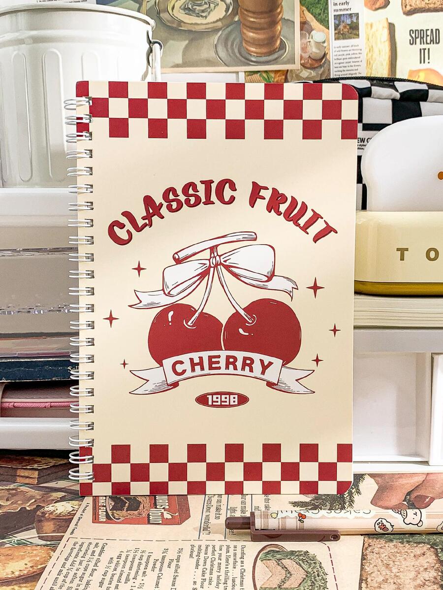 MOKA 1pc Cherry Print Spiral Notebook - Multicolor - View 1