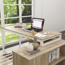 Home Office Computer Desk Corner Desk with 3 Drawers and 2 Shelves, 55 Inch Large L-Shaped Study Writing Table with Storage Cabinet - Walnut and White - View 8