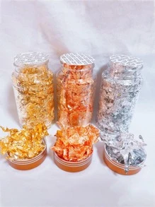 1 瓶闪光美甲箔纸不对称金箔银箔薄片 DIY 珠宝模具手工艺品装饰
