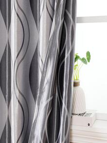 1入組條紋圖案遮光窗簾 - 灰色 - 查看 5