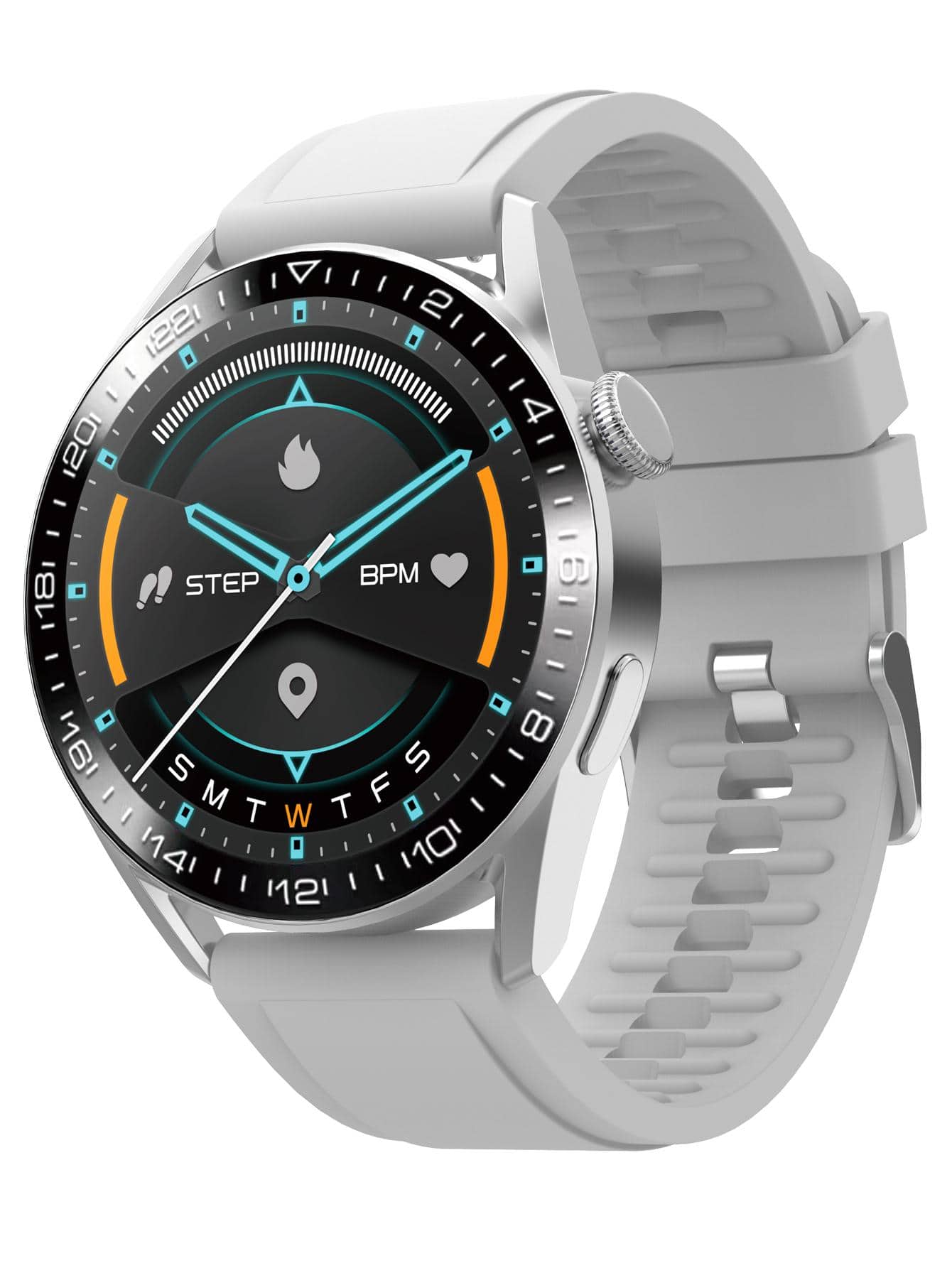 Reloj inteligente gris de silicona con tira monitor de pulsaciones - Plateado - Ver 1