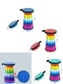 Banco Plegable Colores Retráctil Telescópico Portátil 150kg ajustable Taburete - Multicolor - Ver 4