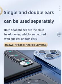 TWS pro6真無綫5.3立體聲高保真耳機迷你無綫耳機降噪耳機內置麥克風指紋觸摸遙控運動音樂女士禮物創意節日禮物無綫雙高清黑色 - 黑色 - 查看 9