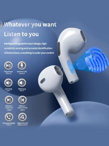 TWS pro6真無綫5.3立體聲高保真耳機迷你無綫耳機降噪耳機內置麥克風指紋觸摸遙控運動音樂女士禮物創意節日禮物無綫雙高清黑色 - 黑色 - 查看 3