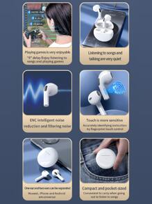 TWS pro6真無綫5.3立體聲高保真耳機迷你無綫耳機降噪耳機內置麥克風指紋觸摸遙控運動音樂女士禮物創意節日禮物無綫雙高清黑色 - 黑色 - 查看 6